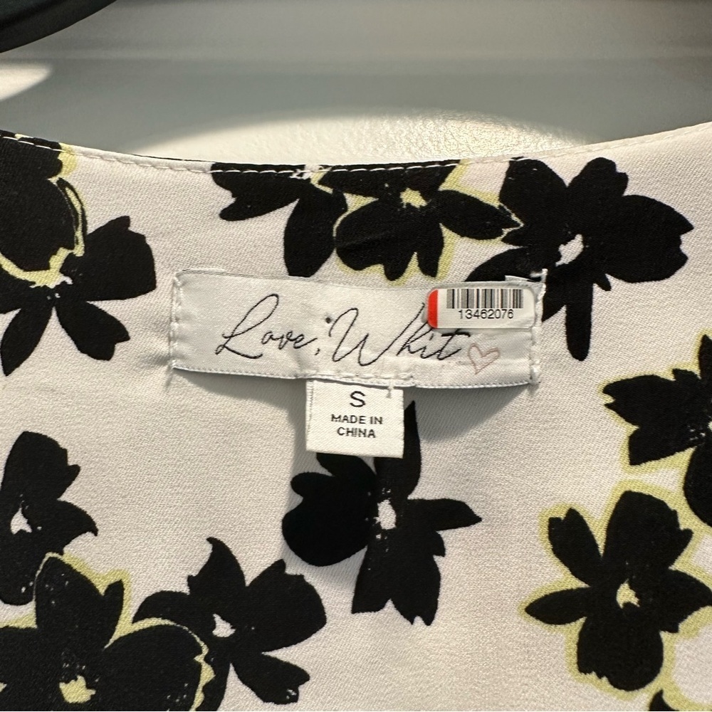 Love, Whit by Whitney Port Black and White Floral Wrap Dress - Picture 2 of 6